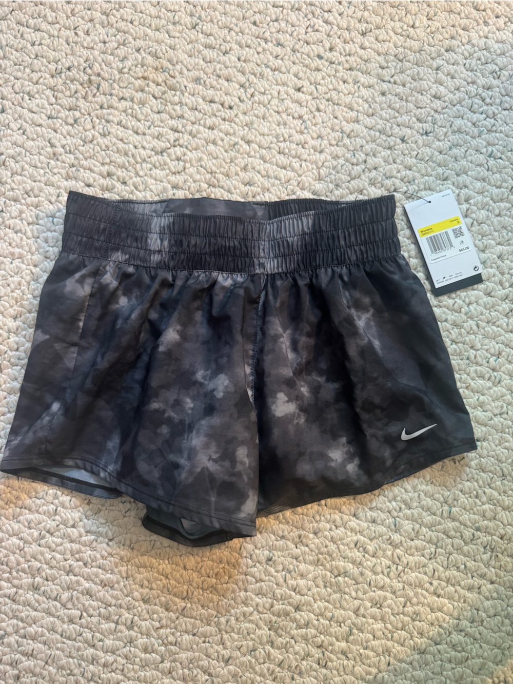 Nike Women's Black Gray Tie-Dye Athletic Shorts